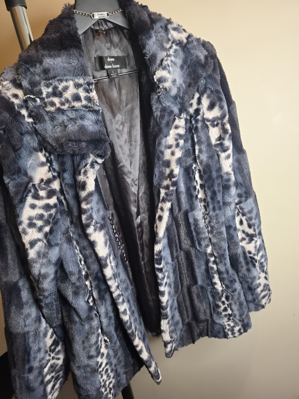 Women's Blue Faux Fur Coat
